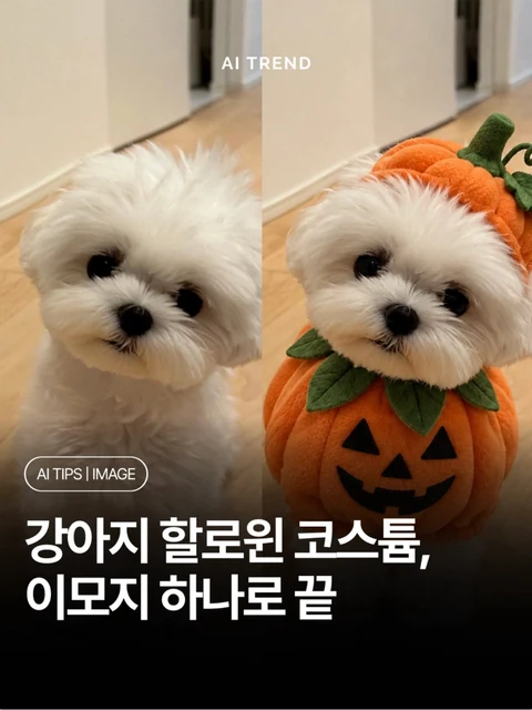 강아지 할로윈 코스튬, 이모지 하나로 끝